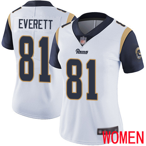 Los Angeles Rams Limited White Women Gerald Everett Road Jersey NFL Football #81 Vapor Untouchable->women nfl jersey->Women Jersey